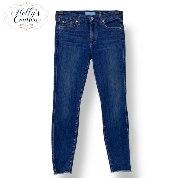 74AMK Blair The Ankle Skinny Blue Denim Jeans Frayed Hem Wms sz 26 - Picture 1 of 11
